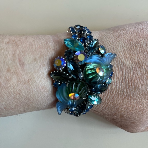 Vintage Edlee molded AB sapphire Bracelet-Rare piece - Picture 3 of 7